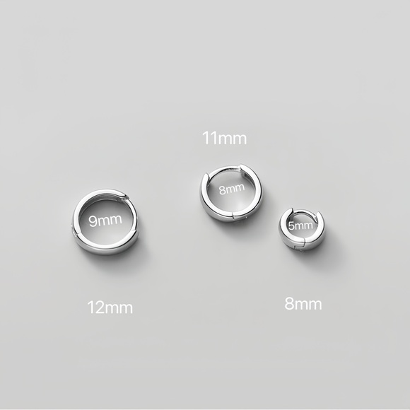 Solid Silver tiny huggie earrings- SH005 12mm - Picture 11 of 11